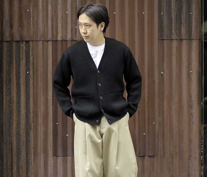 BATONER バトナー 黒 カーディガン リブ編み