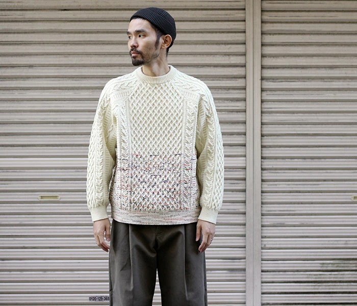 �����إ� COOHEM ����ǡ������ �����˥å� �ץ륪���С� GRADATION ARAN SWEATER P/O (CHM-13-214-024)