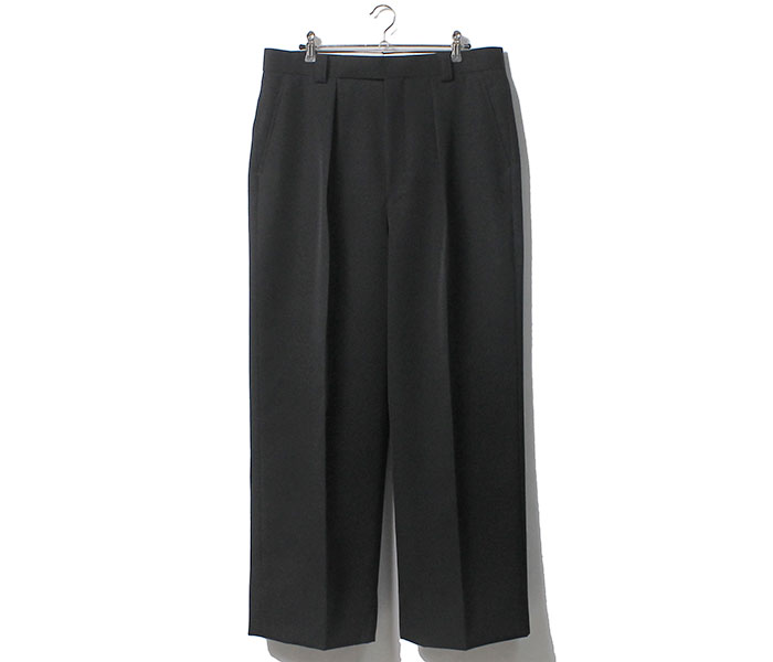 ƥ INTERIM ֥å륮Х 󥿥å Хå ѥ PURE BLACK WOOL GABERDINE 1-TUCK BAGGY SLACKS (IT22A233)