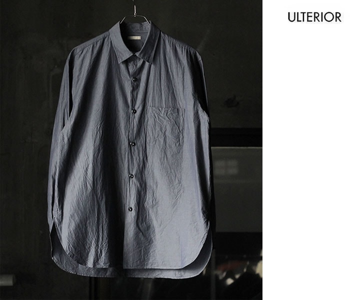 ����ƥꥢ ULTERIOR �����å���� �����֥졼 �ݥץ�� ����� WASHED CHAMBRAY POPLIN SHIRT (ULSH49-HA161-A)