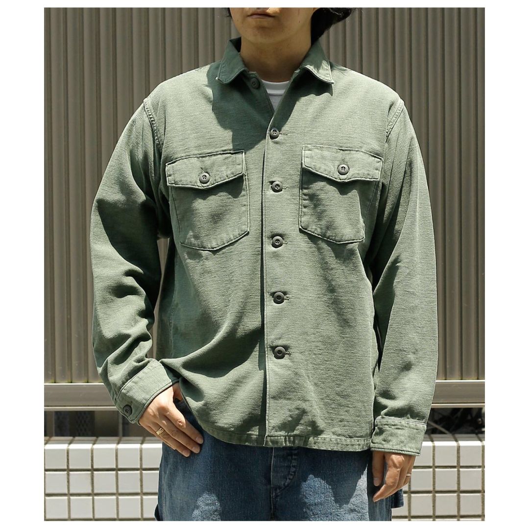 orSlow（オアスロウ）W U.S. ARMY シャツ／サイズ3（L相当） orSlow オアスロウ 日本製 ''グリーンユーズド''U.S.ARMY