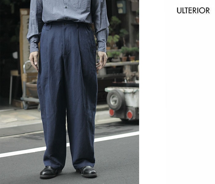 ����ƥꥢ ULTERIOR ���åȥ��ͥ� �֥������� �ĥ��� �磻�ɥѥ�� C/L BROKEN TWILL WIDE PANTS (ULPT51-HA154-B)