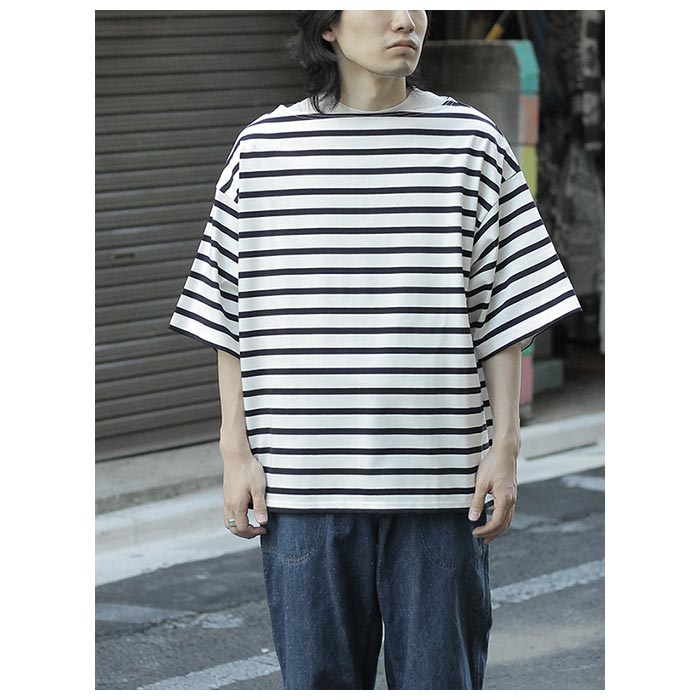 ƥ INTERIM ϥѡӥå ӥ  ϡե꡼ Х HYPER BIG SUVIN GIZA BASQUE BORDER H/S SHIRT (IT24S239)