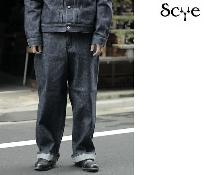 SCYE ���� ��������å� �ǥ˥� �磻�ɥ쥰 ������ Selvedge Denim Wide Leg Jeans (5724-83516)