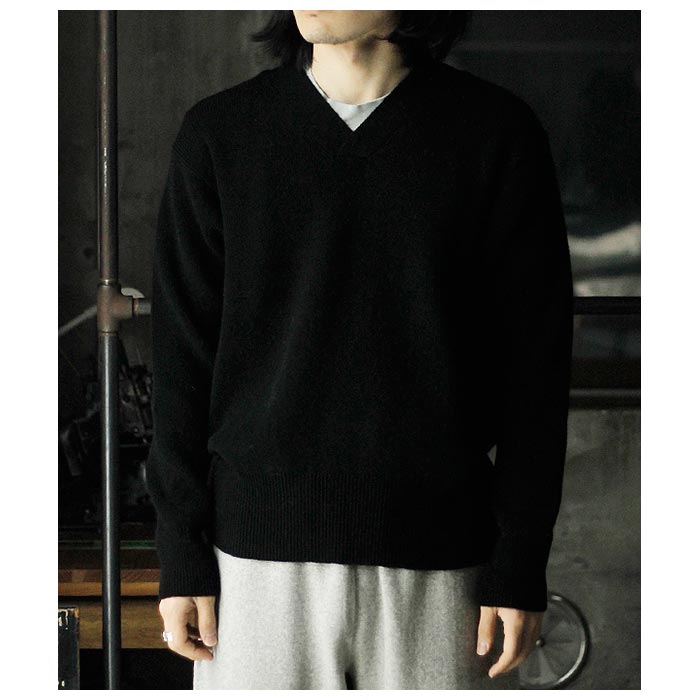 ץ Slopeslow ϡɥĥ åȥɥ  Vͥå ֥ Hard twisted Shetland wool cross V neck sweater (1243010)