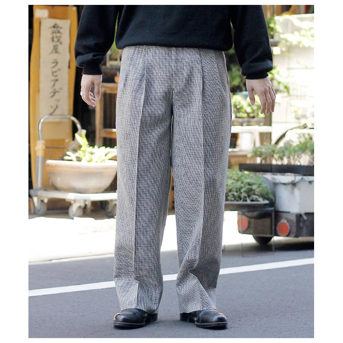ƥ INTERIM  ϥɥȥ  2å ȥ졼 å  HOUNDTOOTH WOOL 2-TUCK STRAIGHT SLACKS (IT24A151)