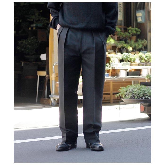 ����ƥ�� INTERIM  ���륯 ����� ������ ���⡼���� 2���å� ���ȥ졼�� ����å���  SILK AND WOOL SMOKING 2-TUCK STRAIGHT SLACKS (IT24A131)