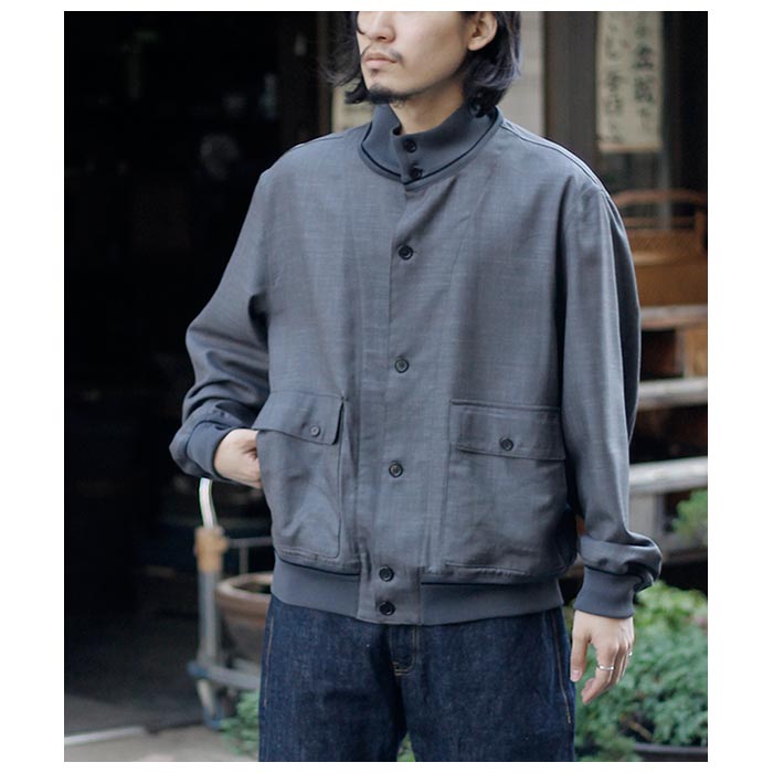 ����ƥ�� INTERIM �ϥ��ѡ��ӥå� ���������󥦡��� ���륯 ��إ� �������� ��֥ɥ��㥱�å� HYPER BIG VIRGIN WOOL SILK MOHAIR SUITING RIBBED JACKET (IT25S002)