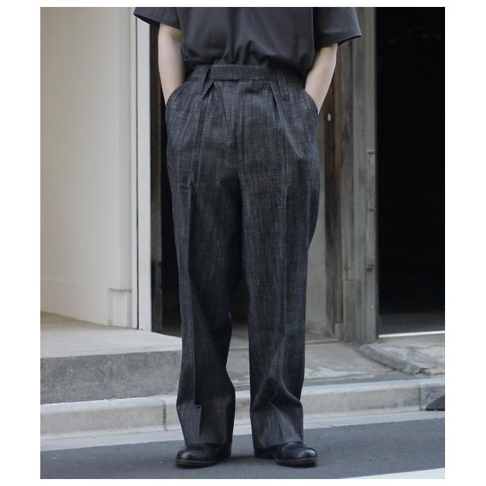 40%OFF ������ ����ƥ�� INTERIM �饤�� �ǥ˥� 1���å� �磻�� �ơ��ѡ��� ����å��� LIGHT DENIM 1-TUCK WIDE TAPERED SLACKS (IT25S071)