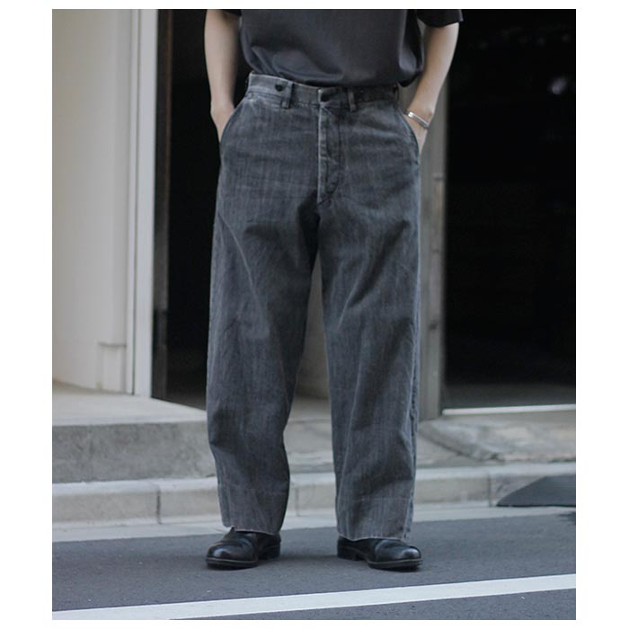 ƥ INTERIM ơ ե 饤 ǥ˥ ߥ Х ȥ饦 VINTAGE FADE LIGHT DENIM MIL BAGGY TROUSER (IT25S089)