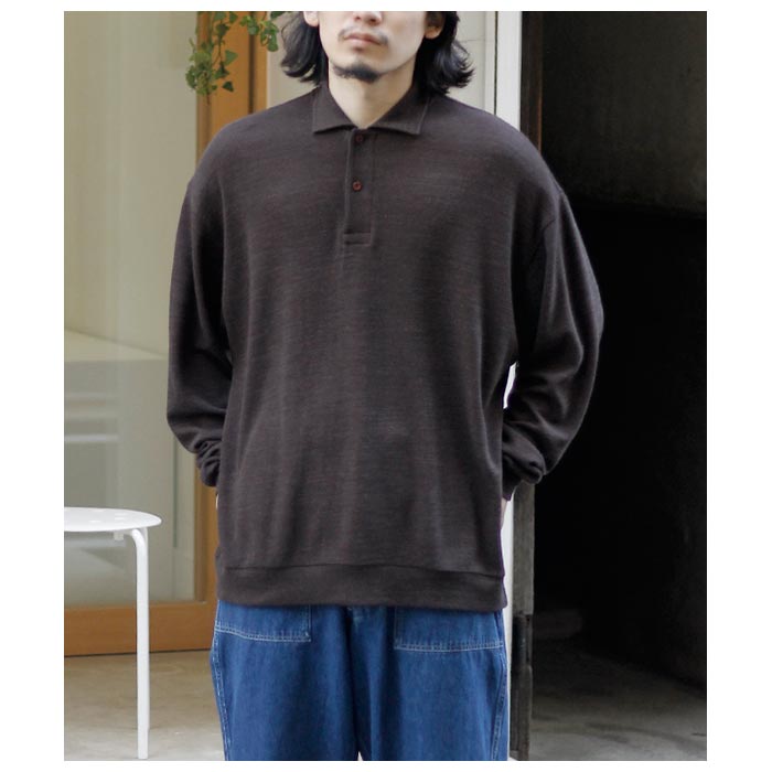 ����ƥ�� INTERIM �ϥ��ѡ��ӥå� ���󥸥� ���֥�ԥ� ���㡼���� ���� �ݥ� ����� HYPER BIG MELANGE DOUBLE PIQUE JERSEY LONG POLO SHIRT (IT25S157)