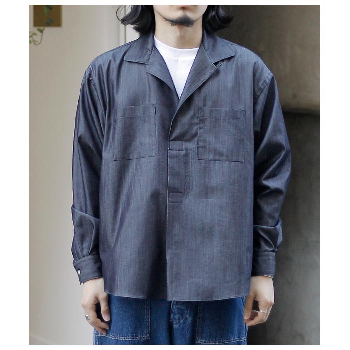ƥ INTERIM 饤 륯 ǥ˥ åѡ LIGHT SILK DENIM SKIPPER SHIRT (IT25S239)