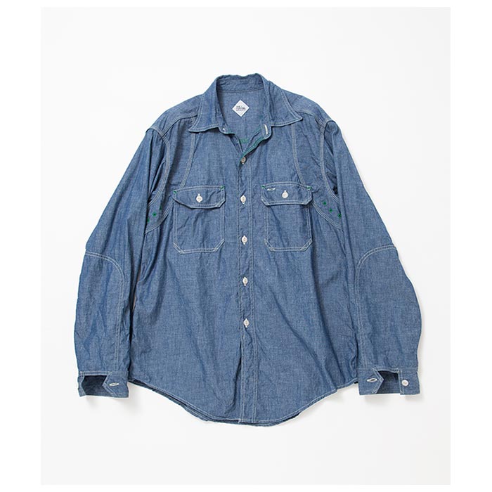 ͽ(Ϥͽ 2ʹ)  ʥ桼ƥƥ THE CORONA UTILITY  åȥ󥷥֥졼 ֥衼  COTTON CHAMBRAY W-YOKE SHIRT (CS014-25-01)