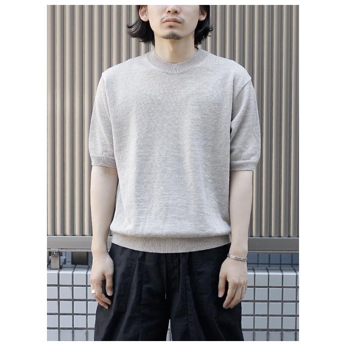 Хȥʡ BATONER å ϥ ͥ Ⱦµ롼ͥå WASHED HIGH COUNT LINEN CREW NECK S/S (BN-25SM-024)