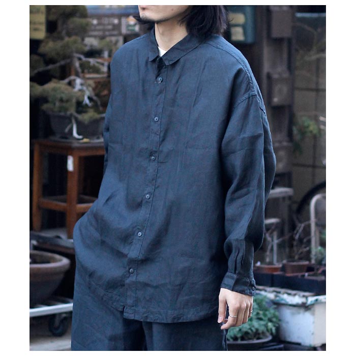 �ߥå��� MITTAN ���餫����ӥå�����ġ�����ǻ����HEMP BIG SHIRT DARK VEGETABLE DYEING (SH-121DC)