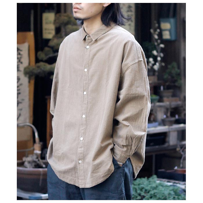 �ߥå��� MITTAN �ʸ������ӥå�����ġ���������COTTON SILK WILLOW  BIG SHIRT VEGETABLE DYEING (SH-120C)
