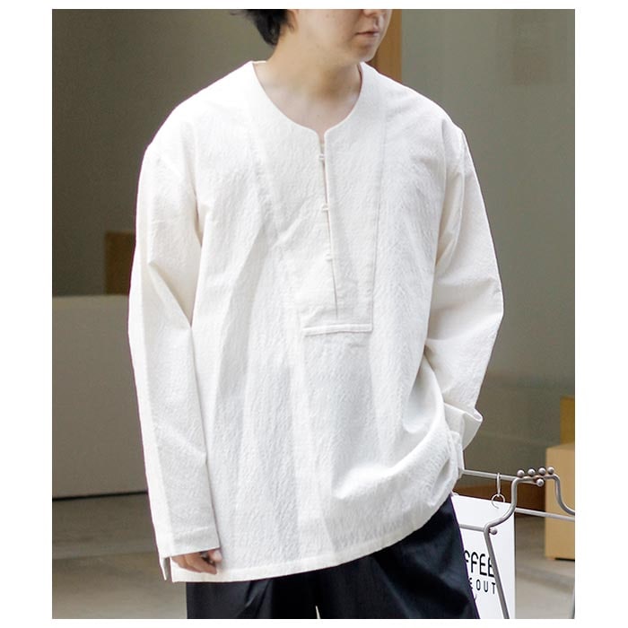 ΥΥå NONNOTTE եꥫ 饦 å ե󥷥 African Ground Seersucker C/N Kaftan Shirt (N-25S-023)