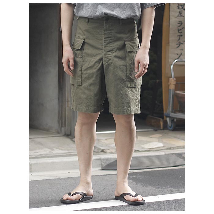 orSlow（オアスロウ）カーゴショーツ ヘリンボーン /S/アーミーグリーン orSlow｜ヘリンボーン US アーミー 2ポケット カーゴ パンツ 03
