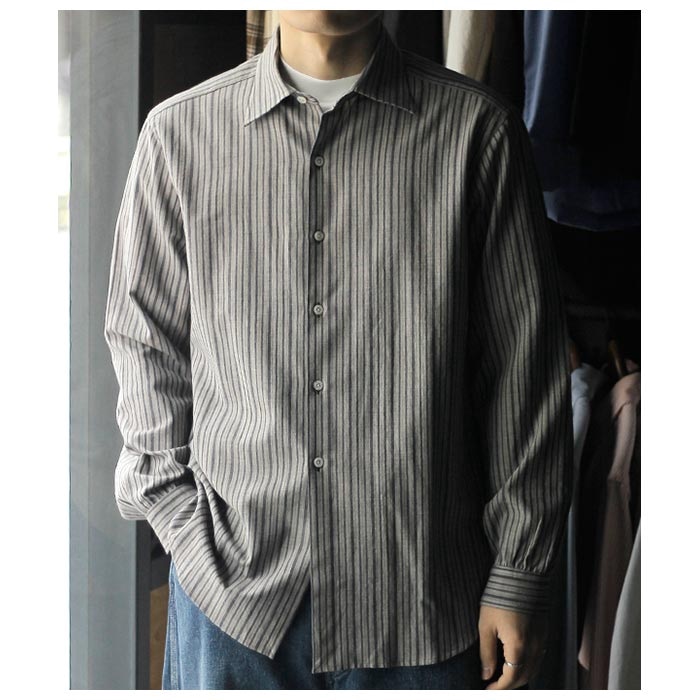 襹 ۥ ǥ ӥ奦 Aquellos Ojos Verdes BISHU 饷å ȥ饤 󥶡 磻ɥ顼  Classic stripe Windsor wide collar shirt (AOV-G2-pe-10)