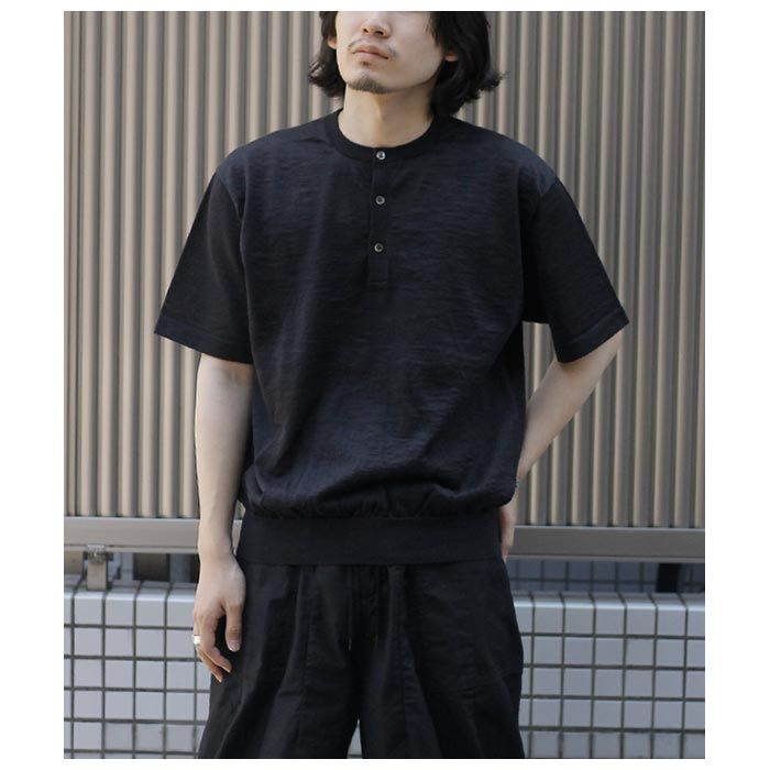 バトナー BATONER チョマ ヘンリーネック 半袖ニット CHOMA