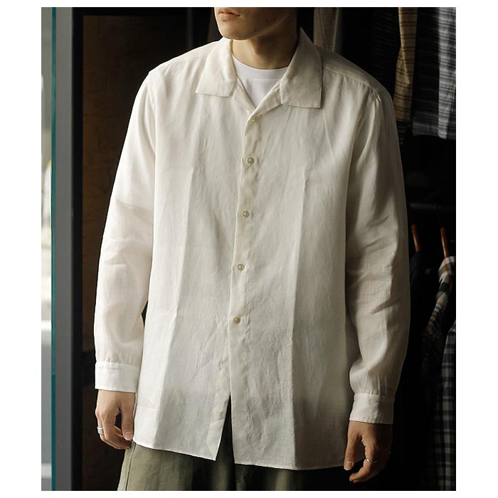 襹 ۥ ǥ ӥ奦 Aquellos Ojos Verdes BISHU 奯 ͥ 饷å ץ󥫥顼  Luxe linen Classic open collar Shirt (AOV-G2-pe-4)