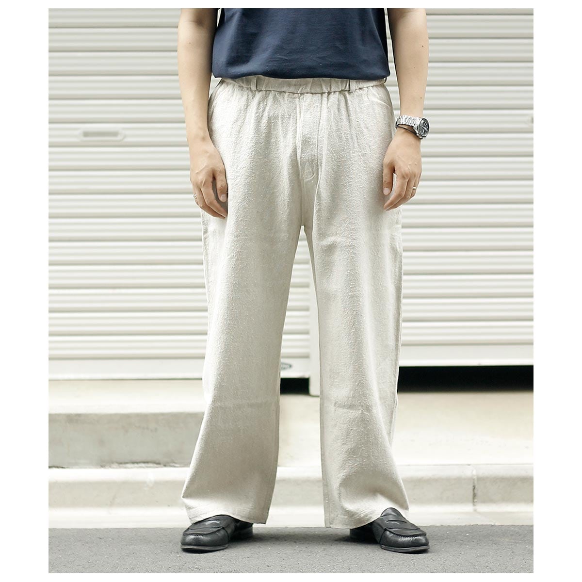 美品★MITTAN ミッタンは★藍染　インディゴ　ワイドパンツ　イージーパンツ ミッタン MITTAN 泥染め 亜麻苧麻ワイド パンツ FLAX RAMIE
