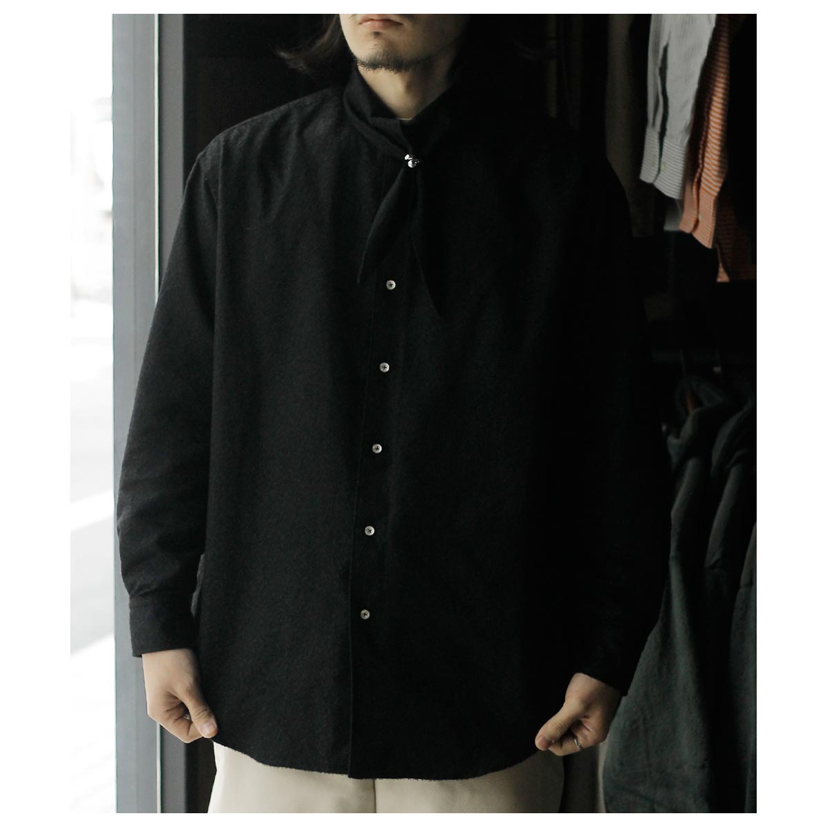  AXIS åȥ 륯 㥬 ե顼  Cotton Silk Jacquard Scarf Collar Shirts (CH003-SC-25AW)