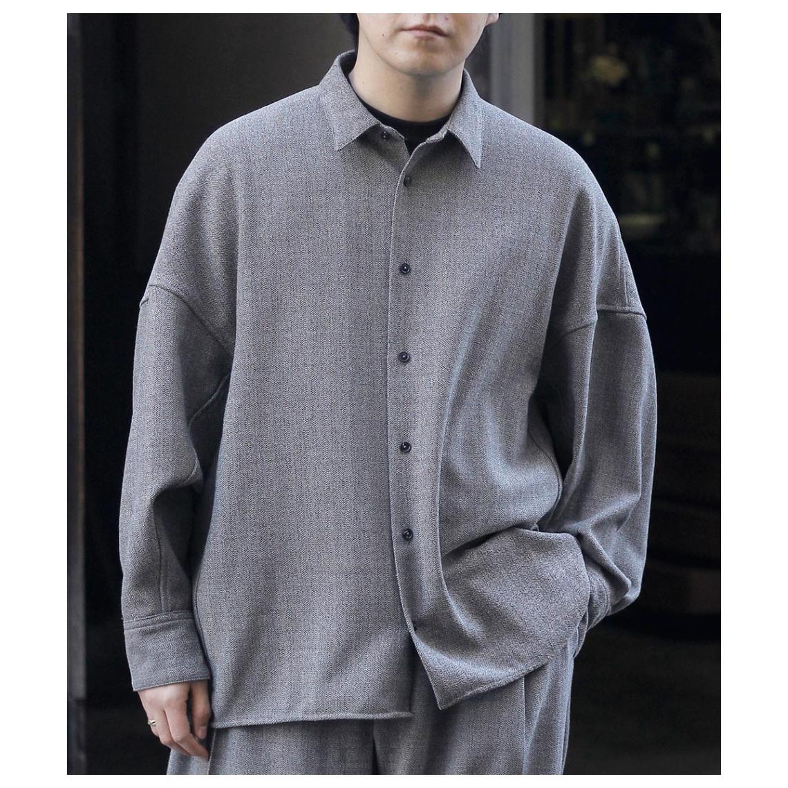 �ΥΥå� NONNOTTE �롼�� �������ӥ� �إ��ܡ��� �ɥ졼�ԥ� ����� ������A Loose Weaving Herringbone Draping Shirt Type A (N-25A-030)