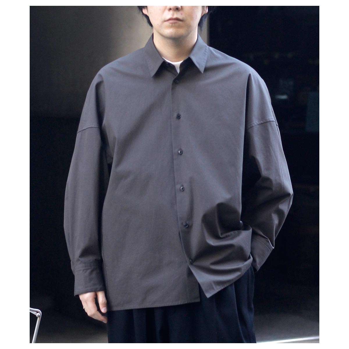 ノノット NONNOTTE クリア ヘビーブロード クロス ドレーピングシャツ