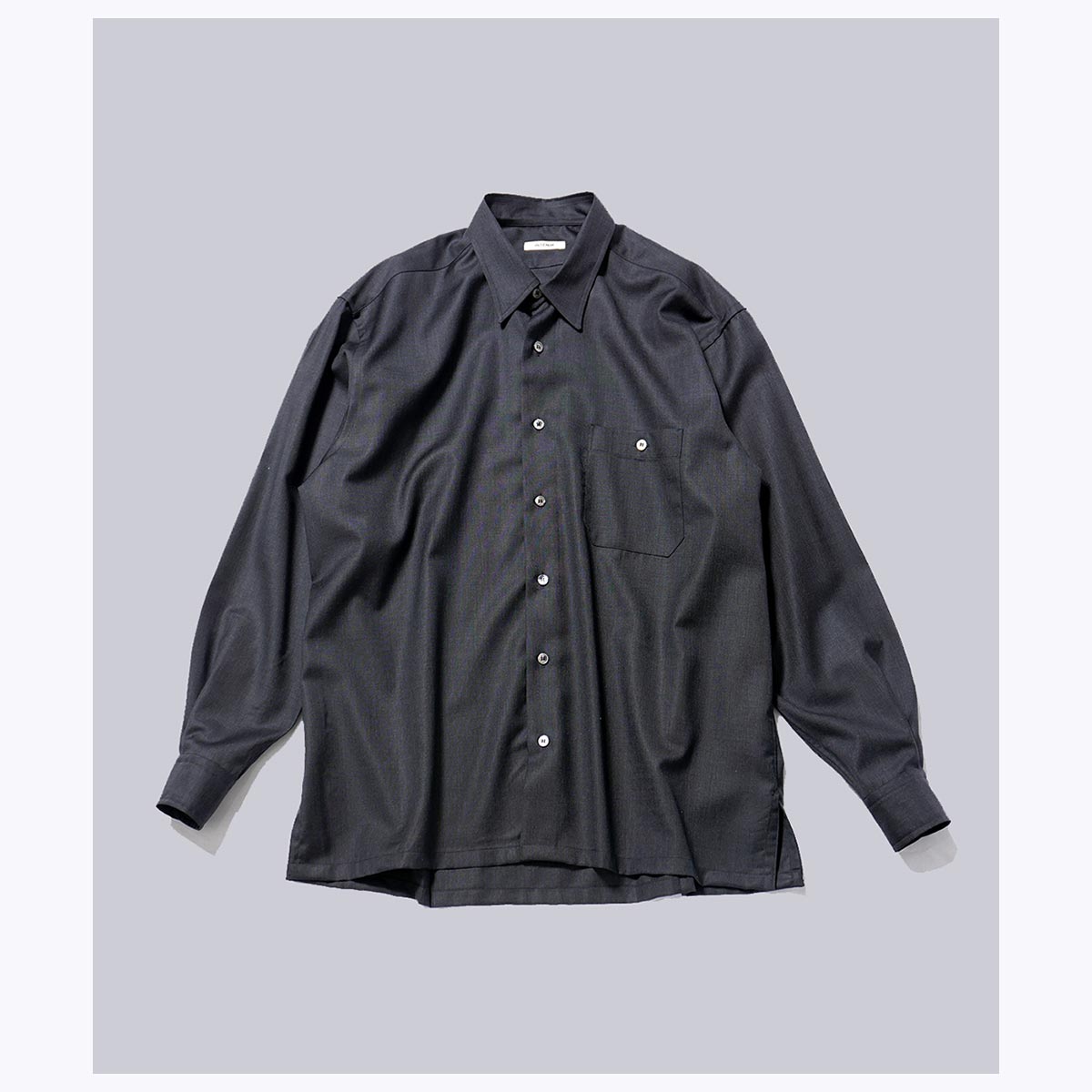 ƥ INTERIM 륭   ǥåɥȥå  쥮顼  SILKY MELANGE SUITING DEADSTOCK SQUARE REGULAR SHIRTS (IT25A181)