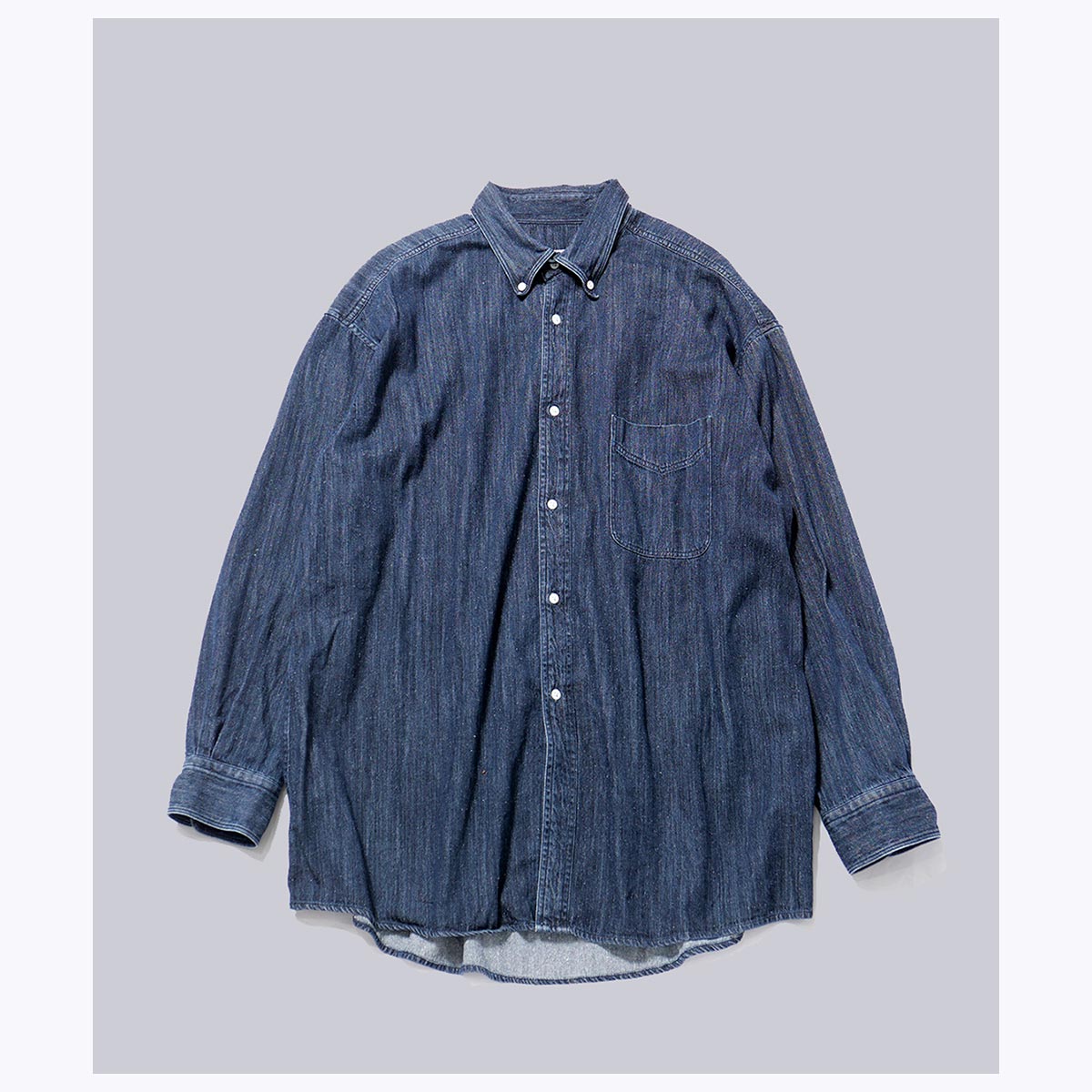 ����ƥ�� INTERIM 7���� ���륯 �ǥ˥� �桼���ɥ����å��� 90'S�ե��å� �ܥ�������� ����� 7oz SILK DENIM 90'S FIT  BUTTON DOWN SHIRT (IT25A197)