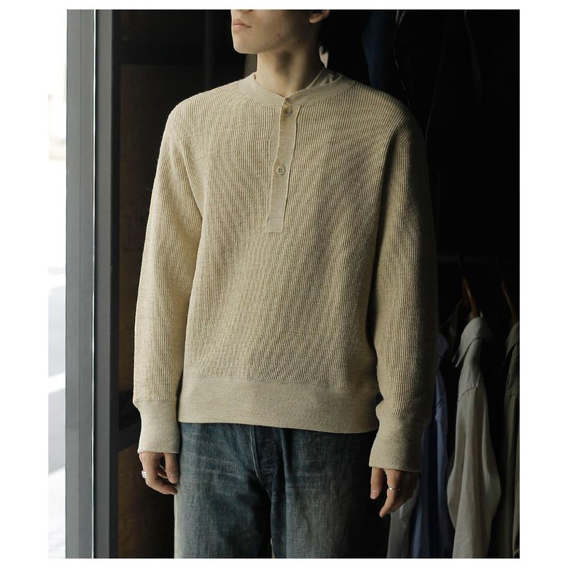 �������ץ����� Slopeslow �ɥ饤 ������ ��åե� �إ�꡼�ͥå� ����� Dry wool Waffle Henley shirt (1253024)