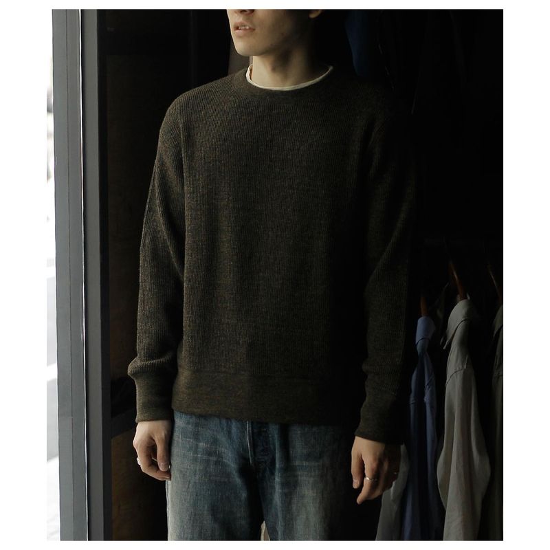 �������ץ����� Slopeslow �ɥ饤 ������ ��åե� ���롼�ͥå� �ץ륪���С� Dry wool Waffle crew neck top (1253023)