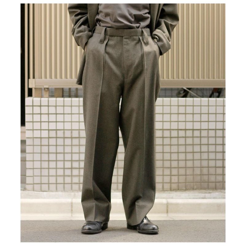 インテリム INTERIM ミリタリー ウールサージ 1タック フレンチ