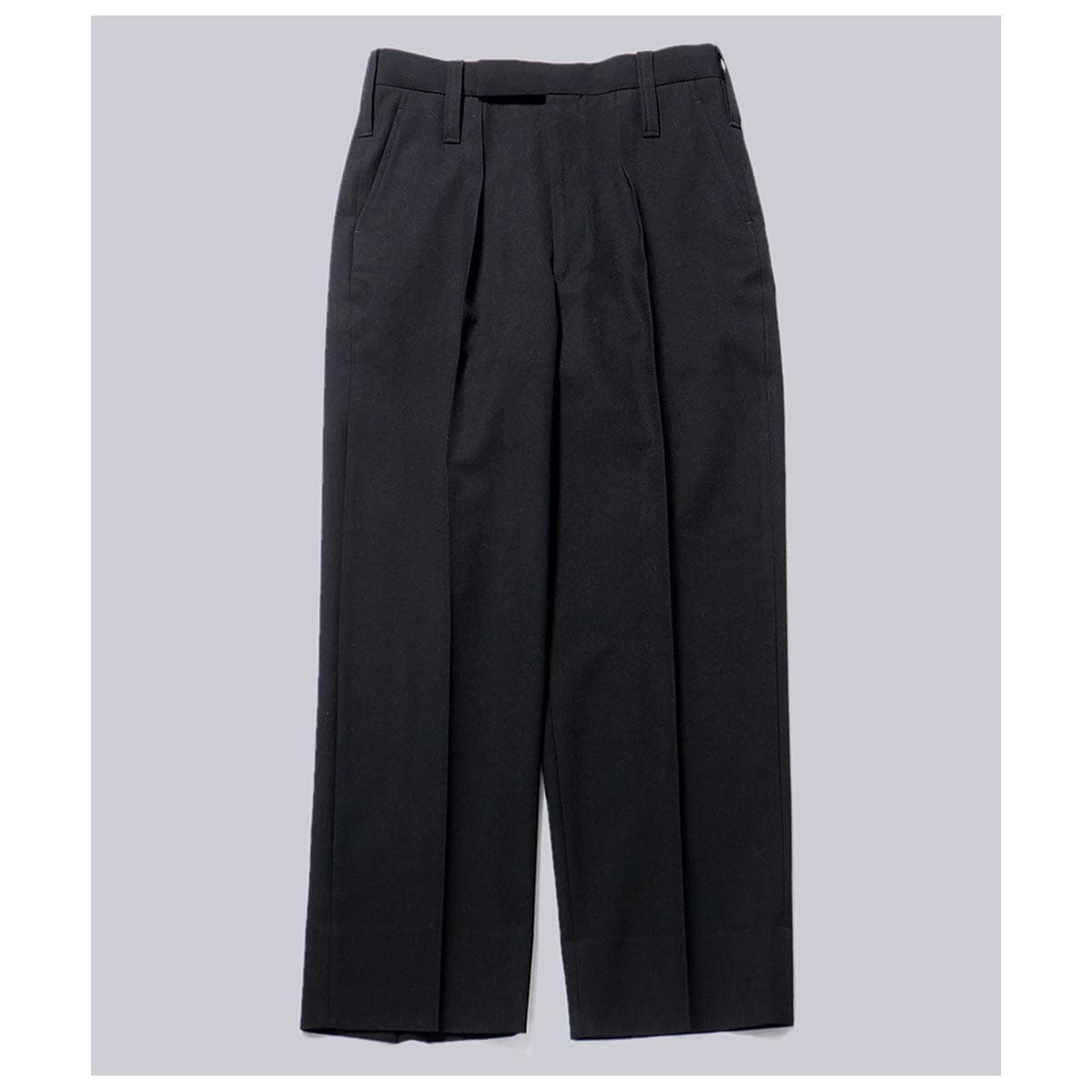 ƥ INTERIM ߥ꥿꡼ 륵 1å եߡ 磻 ơѡ ȥ饦 MILITARY WOOL SERGE  1-TUCK FRENCH ARMY WIDE TAPERED TROUSER (IT25A047)