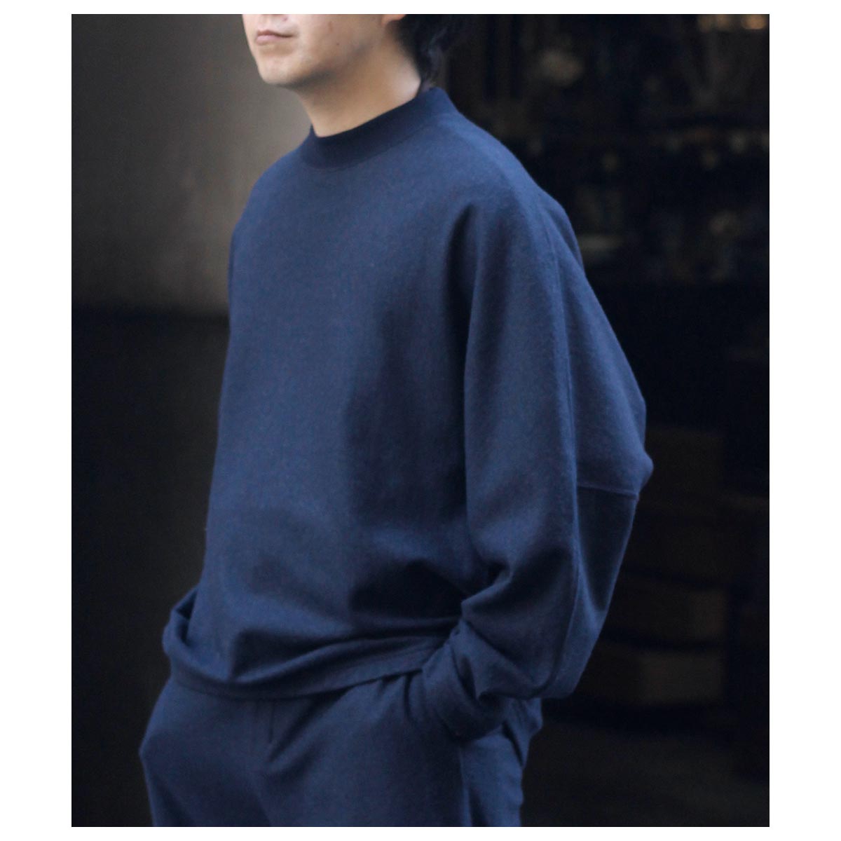 ΥΥå NONNOTTE ѡ120s 饤ȥȥ 쥤 ȥ ɥ졼ԥ 롼ͥå ץ륪СSuper120S Light Inlay Melton Draping C/N Pullover (N-25A-047)