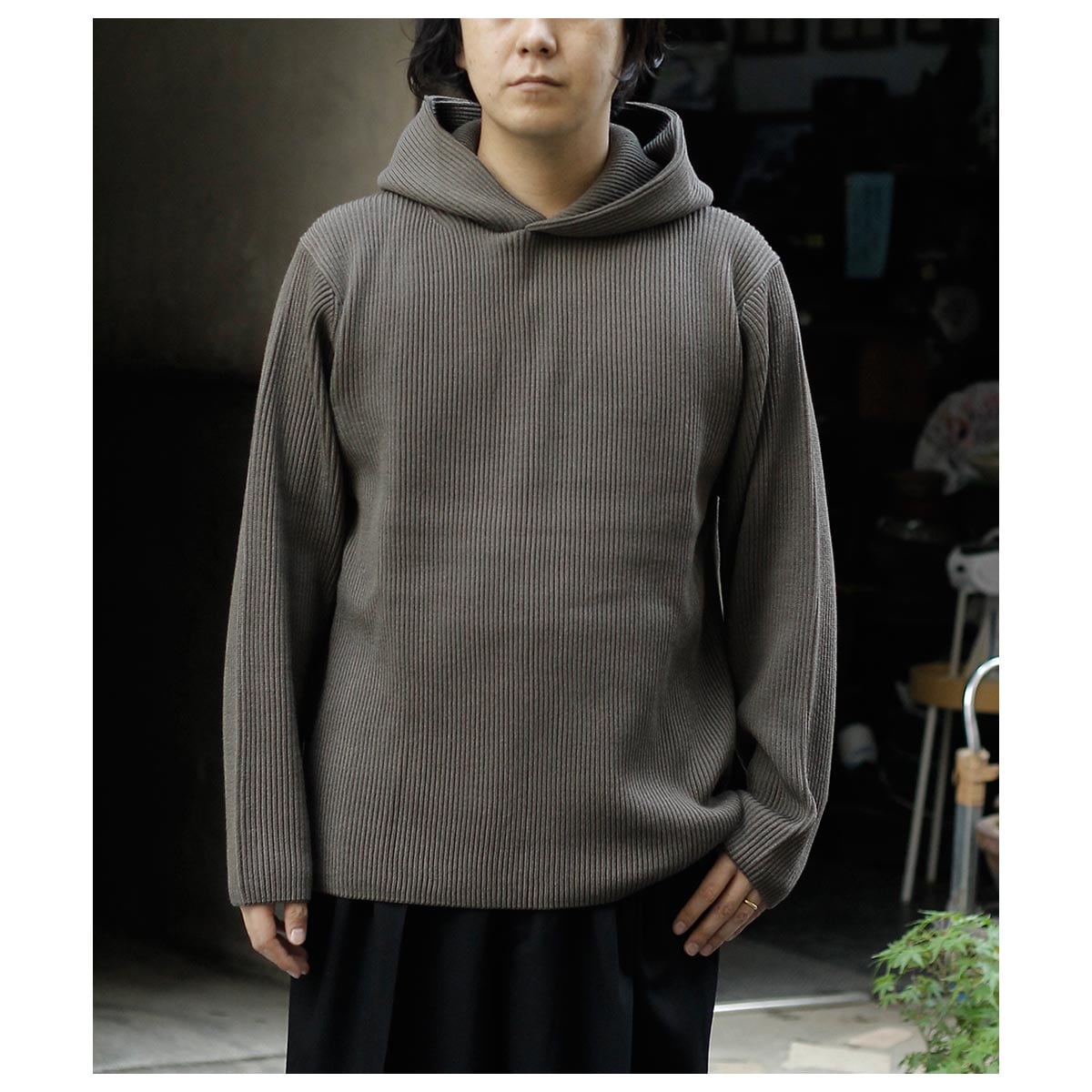 バトナー BATONER ソリッド ウールリブ プルパーカー SOLID WOOL RIB