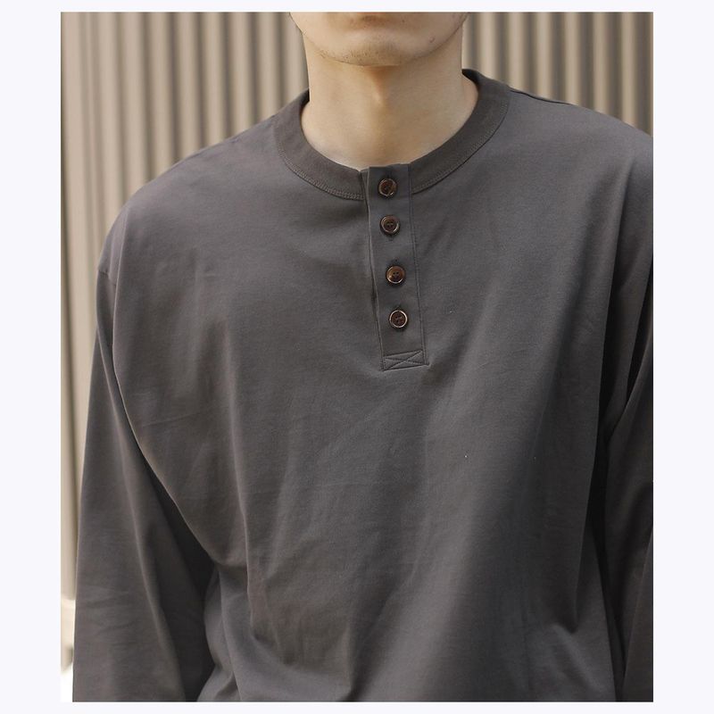 INTERIMインテリム メリノ ウール ヘンリーネックTシャツ 生成り INTERIMインテリム メリノ ウール ヘンリーネックTシャツ 生成り