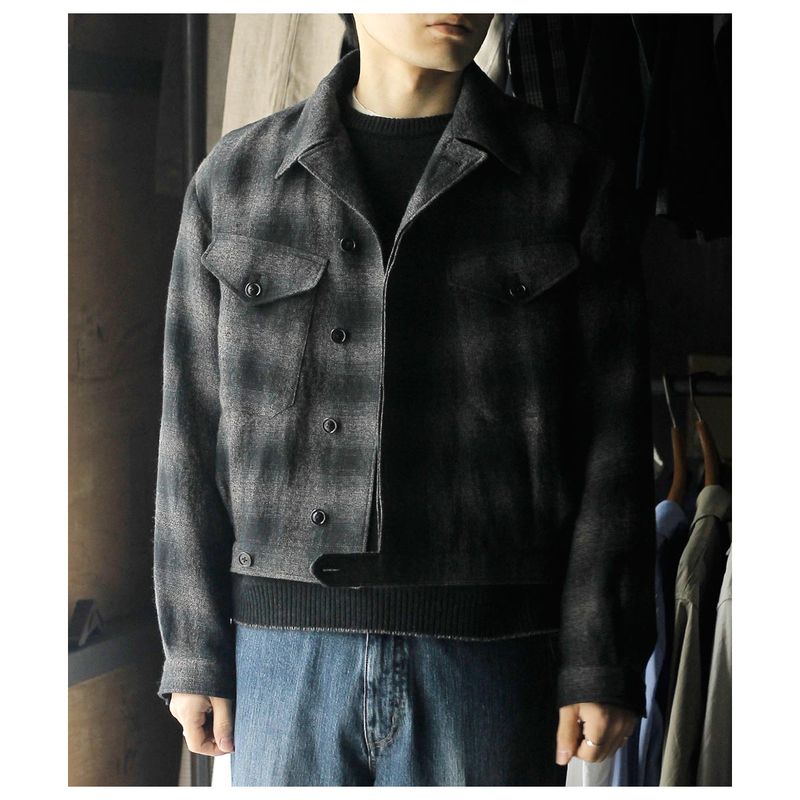  SARTO  ͥ ֥å ĥ ϥ 㥱å WOOL LINEN OMBRE CHECK TWILL EISENHOWER JACKET (252-10002)
