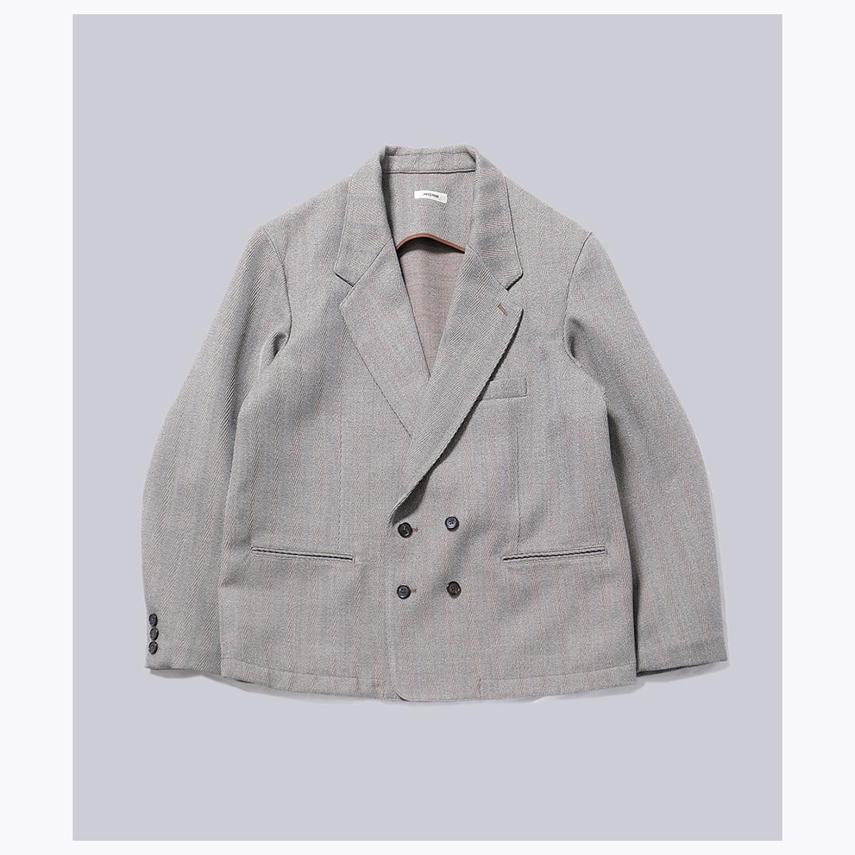ƥ INTERIM ȥ饯㡼 ɥͥ    ǥåɥȥå ѥԥ ֥ 㥱å STRUCTURED DIAGONAL MELANGE WOOL  DEADSTOCK PIPING DOUBLE JACKET (IT25A053)