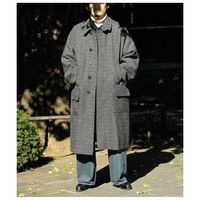 ����ƥ�� INTERIM ����ɥե������� ���󥵥��� �����ȥ��֥� �����ǥ��å� ���㥬���� �ĥ����� �ǥåɥ��ȥå� �ϥ��ѡ��ӥå� �ϥ�ƥ��� �����С������� INSIDE OUT DOUBLE SIDED JACQUARD TWEED DEADSTOCK HYPER BIG HUNTING OVER COAT (IT25A023AP)