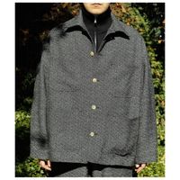 ����ƥ�� INTERIM ����ɥե������� ���󥵥��� �����ȥ��֥� �����ǥ��å� ���㥬���� �ĥ����� �ǥåɥ��ȥå� �ϥ��ѡ��ӥå� WW2 ������ ���С������� INSIDE OUT DOUBLE SIDED JACQUARD TWEED DEADSTOCK HYPER BIG WW2 TYPE COVERALL JACKET (IT25A003AP)