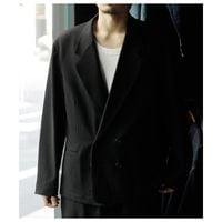 ����ƥ�� INTERIM ������ ���졼�� ���֥� �١��� �ǥåɥ��ȥå� �ե��֥�å� �ѥ��ԥ� ���֥� ���㥱�å� WOOL CREPE SABLE VOILE DEADSTOCK FABRIC PIPING DOUBLE JACKET (IT26S017)