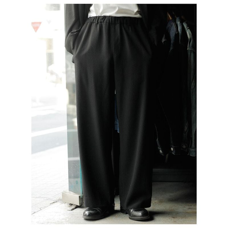 ����ƥ�� INTERIM ������ ���졼�� ���֥� �١��� �ǥåɥ��ȥå� �ե��֥�å� �磻��  �ɥ쥹 ���������ѥ�� WOOL CREPE SABLE VOILE DEADSTOCK FABRIC WIDE DRESS EASY PANTS (IT26S019)