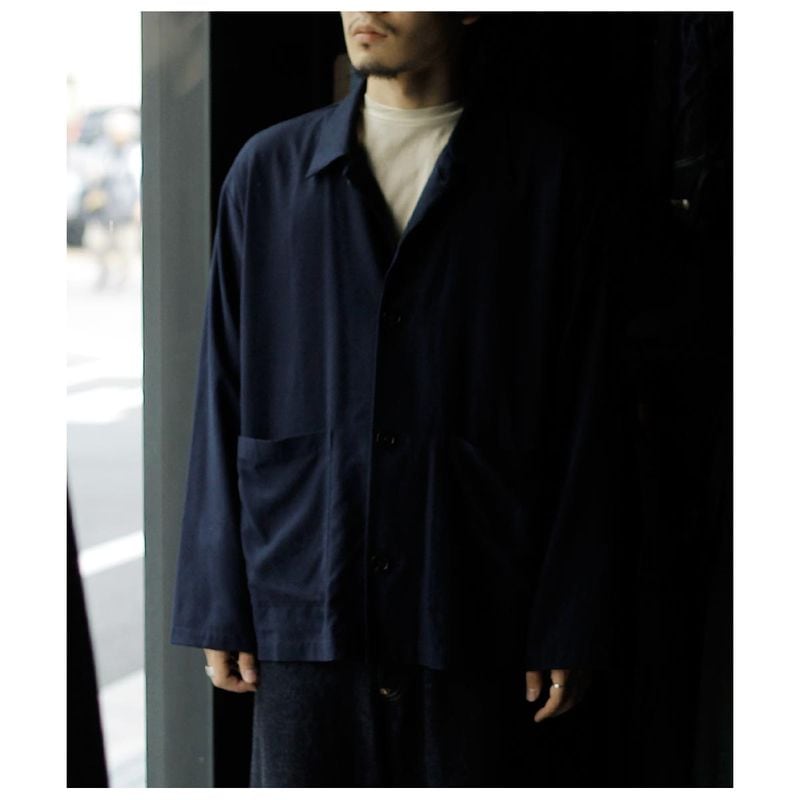 ����ƥ�� INTERIM ���륯 �Υ��� �����ץ� ���顼 �����С� ����� ���㥱�å� SILK NOIL OPEN COLLAR OVER SHIRT JACKET (IT26S023)