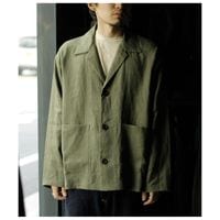 ����ƥ�� INTERIM �������� ��ͥ� �����ץ� ���顼 �����С� ����� ���㥱�å� SUITING LINEN OPEN COLLAR OVER SHIRT JACKET (IT26S029)
