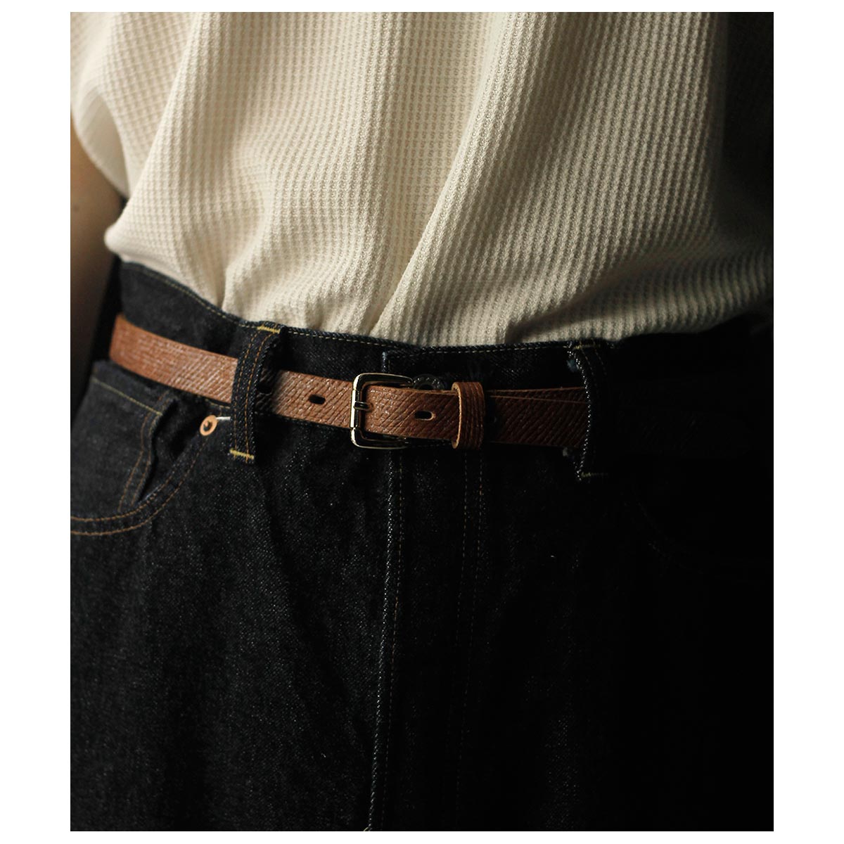 ����ƥ�� INTERIM 20mm ������ ���쥤�� �������С��� �쥶�� �٥�� 20mm CROSS GRAIN OAK BARK LEATHER BELT (IT000563)