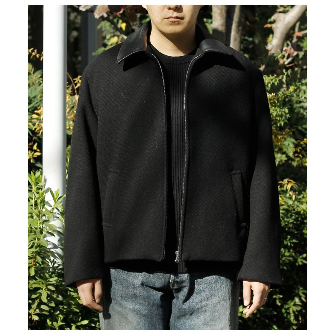 90s- カシミヤ混 ウール ハリントンジャケット L相当 インテリム INTERIM アンドフェブ別注 ヘビー カシミヤ ウール