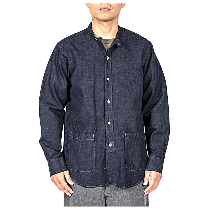 ������� WORKERS �Х�ɥ��顼����� Band Collar Shirt Indigo Cotton Linen/Ecru Linen (2603-BCSH-ICLEL)