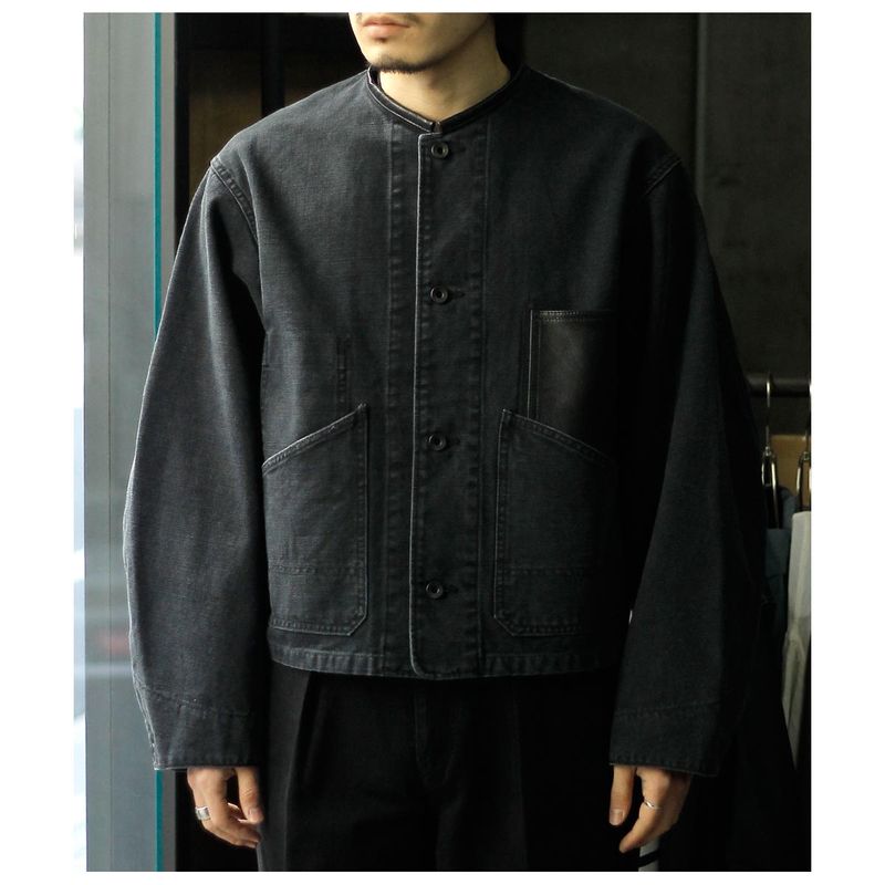 ����� SARTO ����ե� ���� �إӡ� �����Х� ���硼�� �Ρ����顼 ���㥱�å� SULFER DYING HEAVY CANVAS SHORT NO-COLLAR JACKET (261-07001)